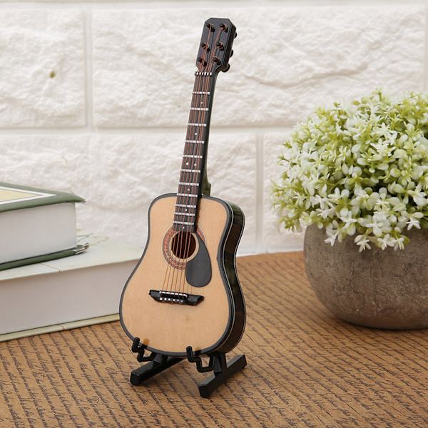 Miniature træguitar Model Display Mini Ornaments Craft Home Decor (16cm)