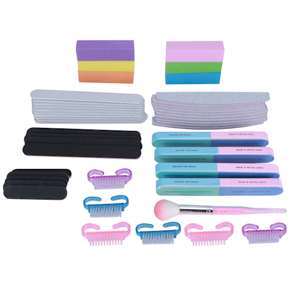 47 st Nail File Nail Art Slipning Polering Buffer Strip Dammborste Set Manikyrverktyg