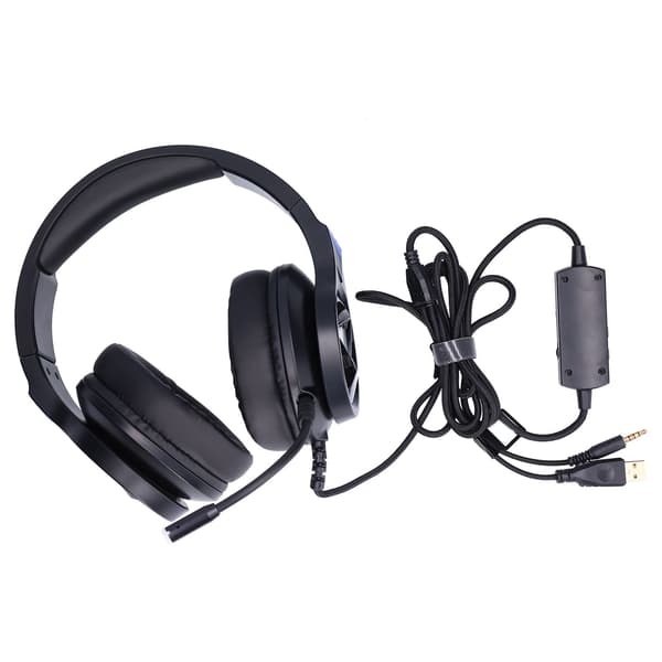Gamingheadset Surroundljud Brusreducerande Over-Ear Hörlurar med Mikrofon och LED-ljus för PS4