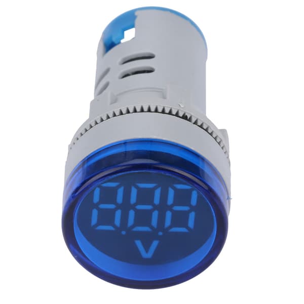 LED Voltmeter Signallys Digitalt Display DC Spenningsmåler Indikator Rund Lampe Tester (Blå)