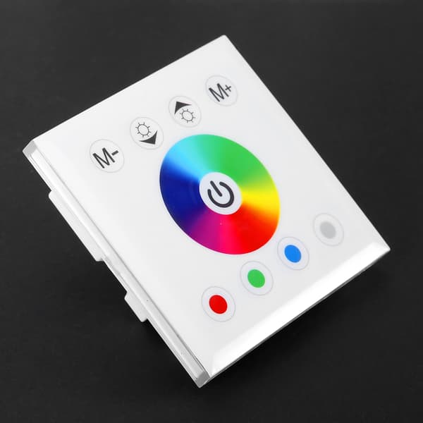 Vægmonteret farverig RGBW LED Touch Panel Controller Lysdæmperkontakt til LED Strip Lys Hvid