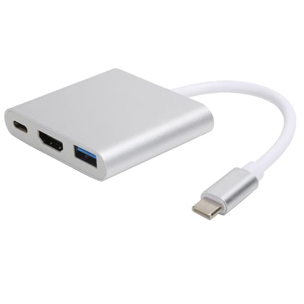 USB C-adapter 3.1 3-i-1-hub-omvandlare docka High Definition Multimedia Interface 4KSilver