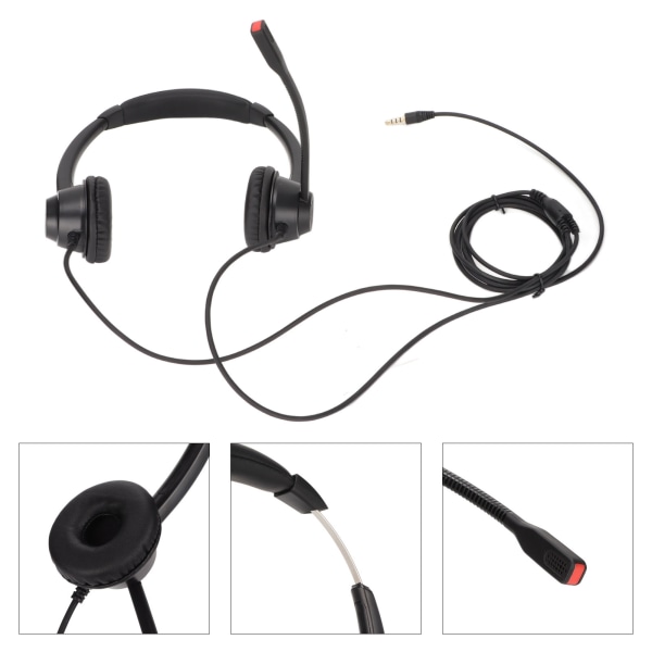 Binaural 3,5 mm Business Headset Dobbeltsidet Headset med HD Stereo Sound til konference Call Center Online Kurser
