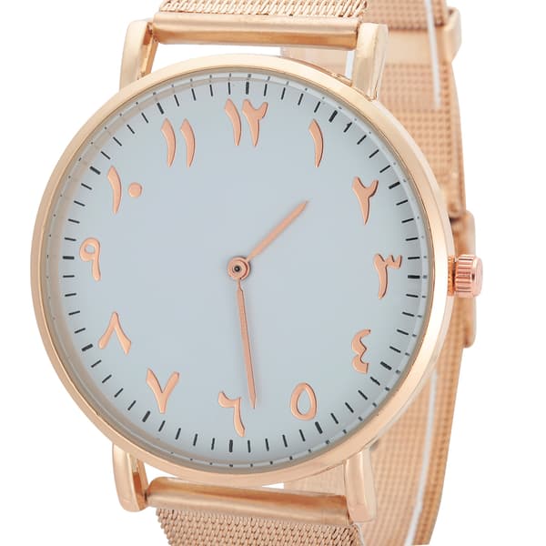 Quartz Urværk Rustfrit Stål Rem Analog Rund Urskive Armbåndsur (Rose Gold)