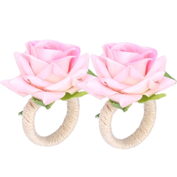 2 STK/Pose Simulationsblomst Servietringe Moderne Servietholder Borddekorationer til Bryllup Pink