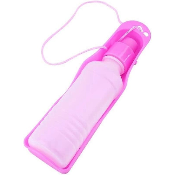 250ml/500ml juomapullo kannettavalla muovisella vesiastian pullolla koiralle, pennulle, kissalle, matkajuomapullo (Pinkki 250ml)