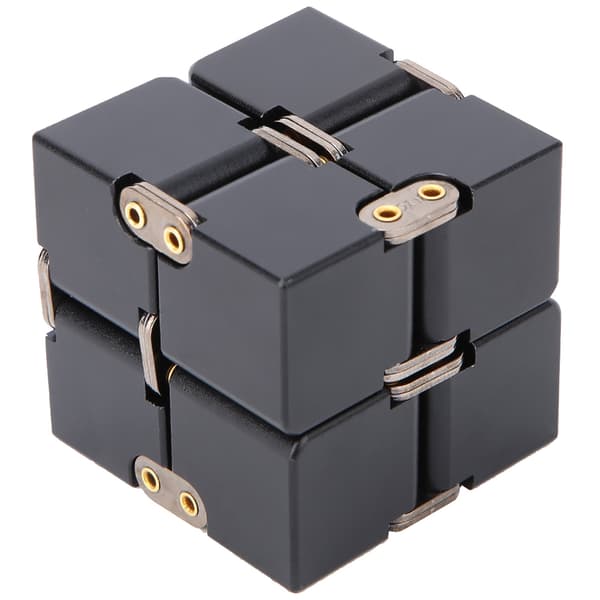 Håndholdt Fidget Legetøj i Aluminiumslegering Infinity Desk Magic Cube Stressaflastende Legetøj Sort