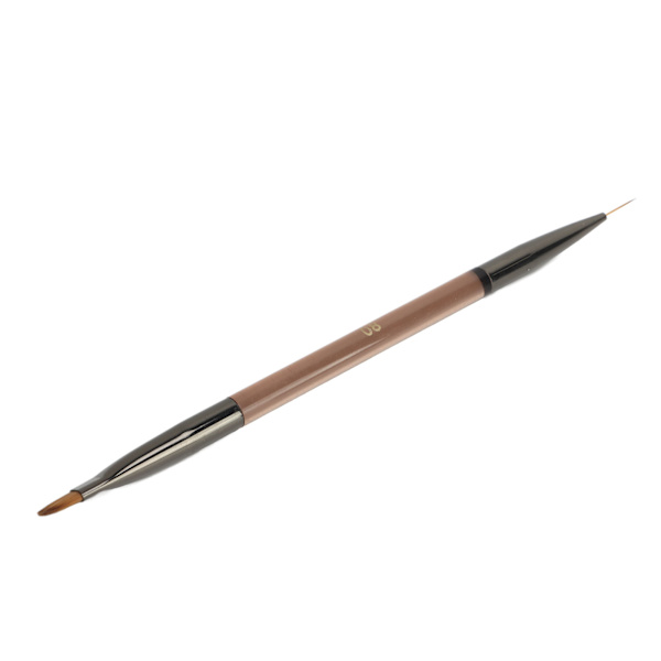 Nail Art Brush Dubbelhövdad målning Transparent Brun Nail Liner Borstar för manikyrsalong