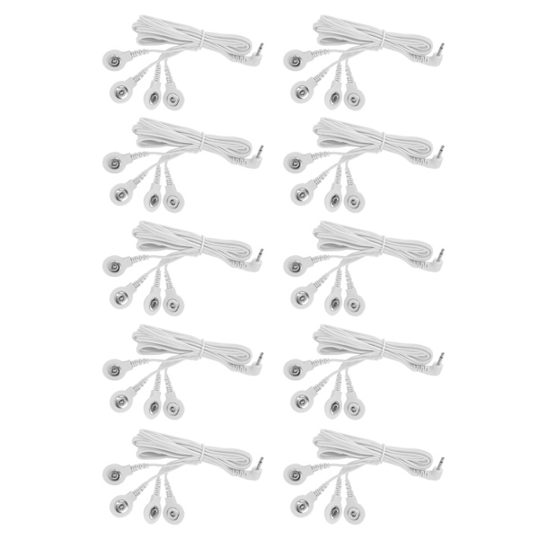 10 st DC 2,5 mm 4-knapps elektrodlederkabel för digital TENS-massageapparat