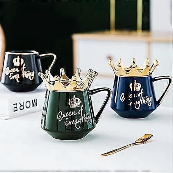 Queen of Everything -muki, keraaminen taidemuki kruunukannella ja lusikalla, keraaminen kahvikuppi lahjaksi ystävälle, opettajalle, tyttöystävälle, vaimolle