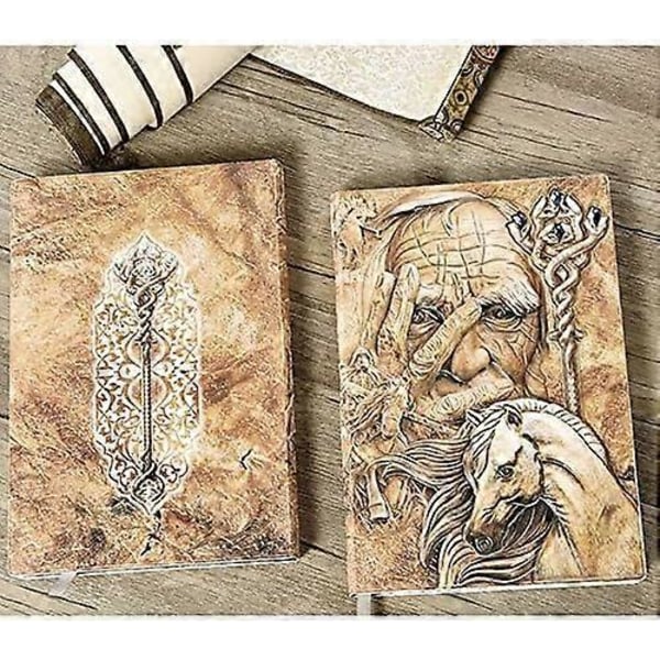A5 Vintage Läder Journal Präglad Dagbok Anteckningsbok, Linjerad, Tål Fyllpenna, Ligger Platt 100 Ark
