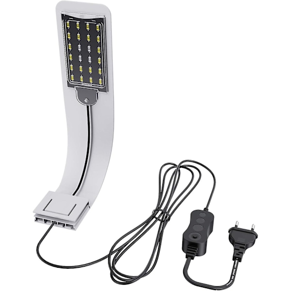 Mini Akvarium Kliplamper med 24 Hvide og Blå LED'er - 10W (Sort)
