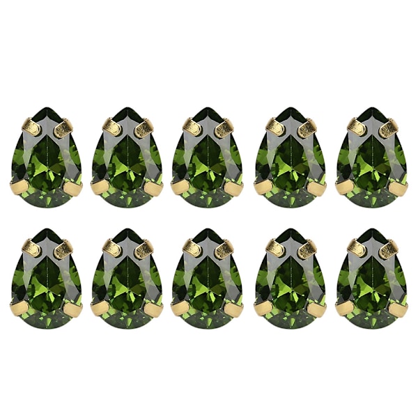 10 st sy rhinestones gyllene klo DIY rosett kläder tillbehör 7x10mm grön