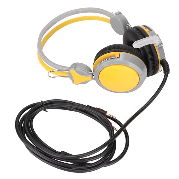 Gaming Headset Støyreduserende Stereo Ergonomisk Kablet Dataspill Hodetelefon med Mikrofon for PC Gul