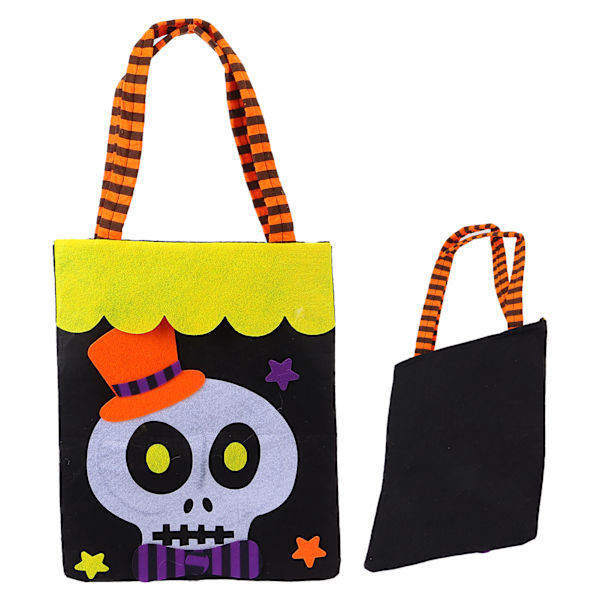 Halloween-kasse i non-woven-stoff, godteri eller knep, hjemmedekorasjon, oppbevaringsrekvisitt, håndveske (skalle)