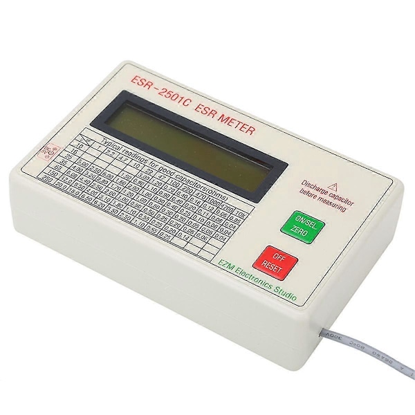 Ny ESR2501C Kondensator ESR Tester Test i Kredsløb Kapacitansmåler med Testledninger Klemme Batteri