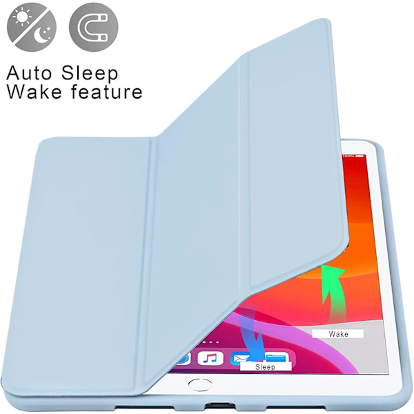 iPad 10,2\" Etui - Hjørnebeskyttelse, Multivinkelskjerm, Pennholder, Stativ, Automatisk Vekk/Søvn (Is)