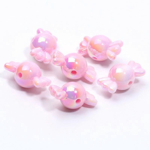 10 stk. Gradient Farve Akryl Perler til Smykkefremstilling Armbånd Halskæder Øreringe Charms DIY Håndværk pink