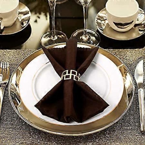 (Sæt med 8) Servietringe - Guld Servietholder Rund Metal Servietspænde til Feriefestmiddag Bryllup Spisebord Juledekoration