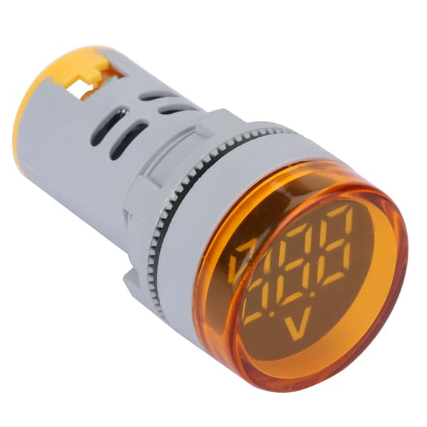 LED Voltmeter Signallys Digital Display DC Spenningsmåler Indikator Rund Lampe Tester (Gul)