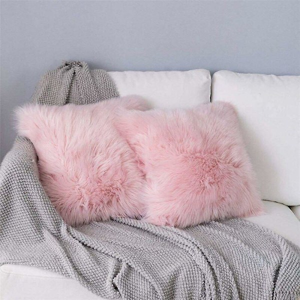 Kuddfodral, Faux Fur Deluxe Dekorativ Soffa Sovrum Säng Supermjuk Plysch Mongolia Örngott 45X45cm (Rosa)