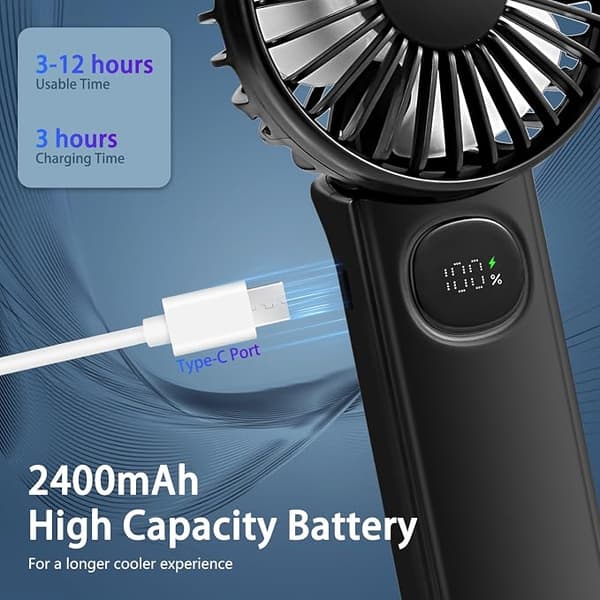 Bærbar håndholdt ventilator 2-pak