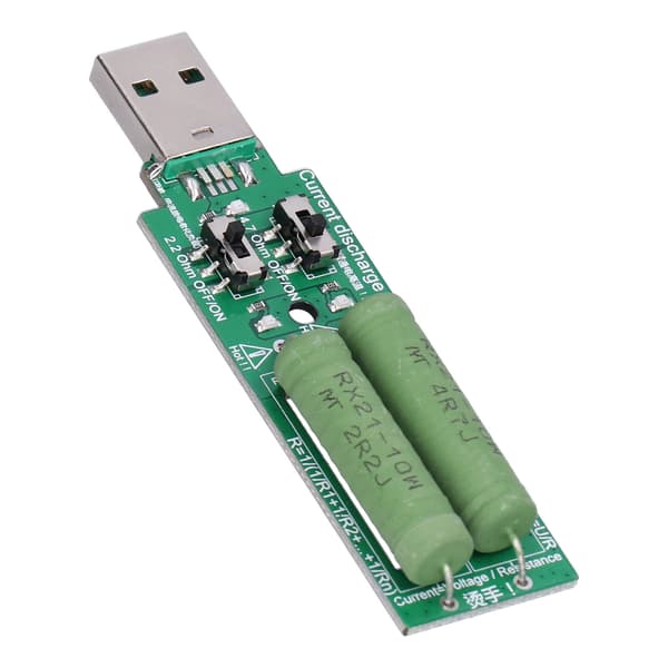 Mini USB belastningstester Power Bank afladningsmodstand med 1A 2A strømknap 5VDC