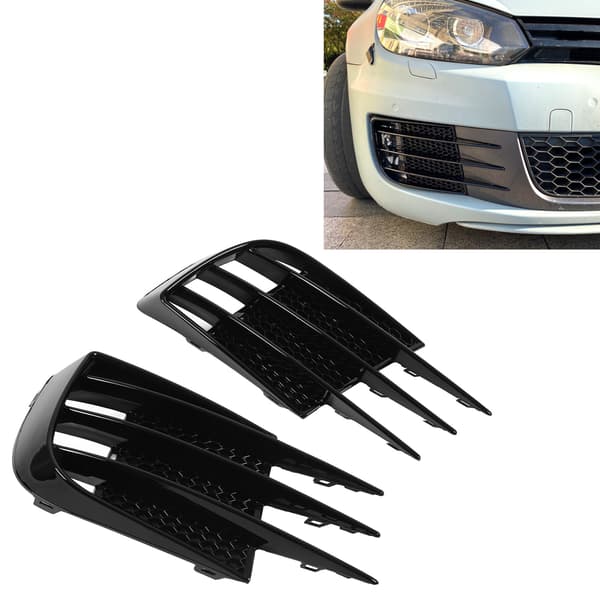 1 Par Gloss Sort Frontfanger Tåkelys Grilldeksel Tåkelysramme Erstatning for 6 MK6 GTD 2008‑2013