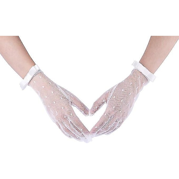 Elegant Lace Short Gloves with Bows - Perfect for Carnivals, Parties, Weddings and More