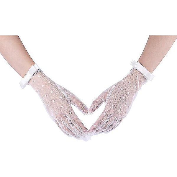 Eleganta korta handskar i spets med rosetter - perfekta för karnevaler, fester, bröllop och mer
