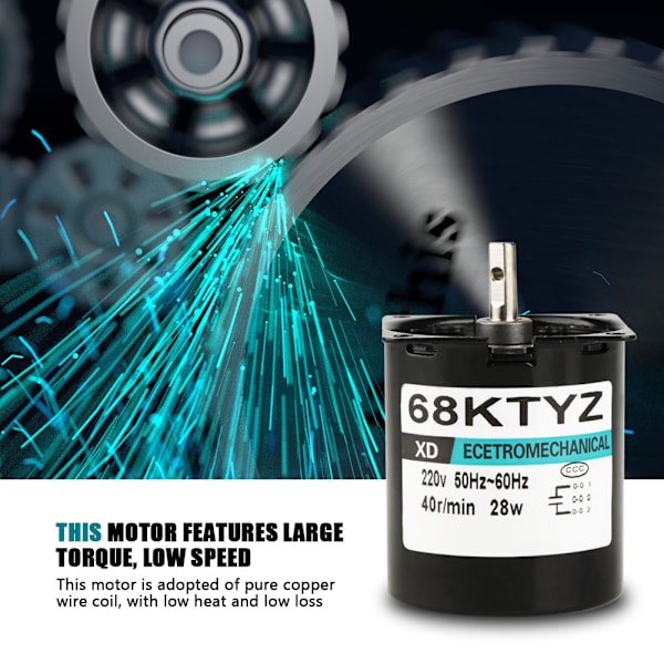 AC220V 28W Miniatyr Permanentmagnet Synkronmotor CW/CCW(40rpm)