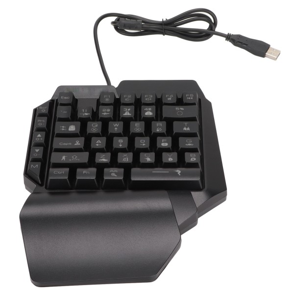 Enhånds gaming tastatur 39 taster Lysende ergonomisk design Anti-slip Vandtæt USB mekanisk tastatur