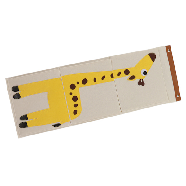 Väggmonterad förvaringsväska 3 lager garderob spjälsäng tecknad filt djurtyp över dörrhängande förvaringsväska giraff 100,7x34,8cm