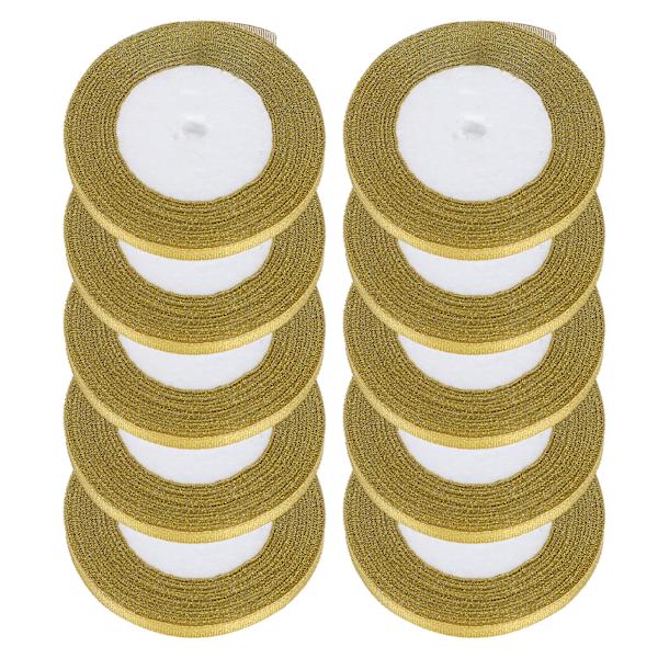 10 st 25 meter/rulle gyllene band DIY rosett hantverk jul bröllopstårta bandage 1CM