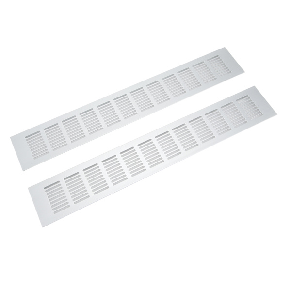2 st luftventilationsgaller i aluminiumlegering, rektangulär ventilationsgaller för skåp, skoskåp, garderob, 80 x 500 mm