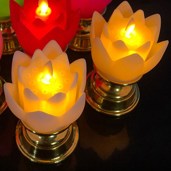LED Lotuslampa Färgglad LED Mjukt Naturligt Ljus Livsliknande Säker Luktfri Hållbar Buddha Lampa för Sovrum Kontor Vardagsrum Beige