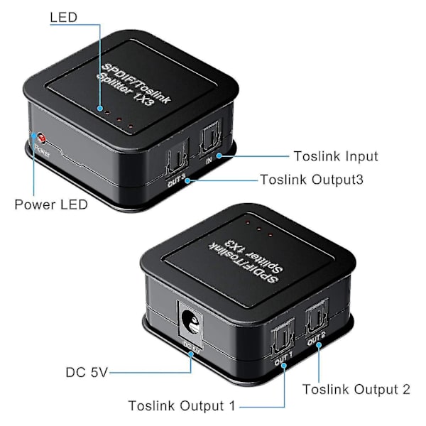 3-vejs digital optisk lydsplitter
