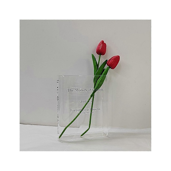 1 st 20*15*4 cm klar akrylbokvas, transparent vas för blommor, bokformad blomvas dekorativ vas