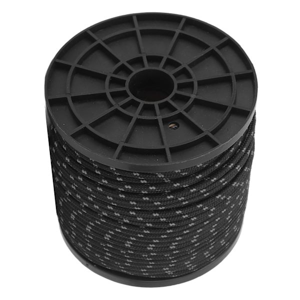 Reflekterande Campingrep Texturvävning 164ft 4mm Polyester Fallskärmslina för Resor Vandring Ryggsäck Svart