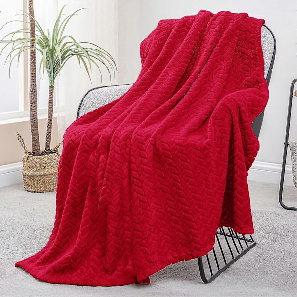 Stor Filt i Flanellfleece, 180*200 CM Sofföverdrag, Mjuka Jacquardvävda Lövmönstrade Överkast för Soffa