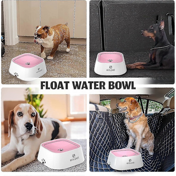 Hundeskål Spildfri, Kæledyr Vandskål Drypfri Langsom Vandfodring Katte Skål, Kæledyr Vanddispenser Rejse Vandskål Til Hunde Katte -CHSZ 1L Pink