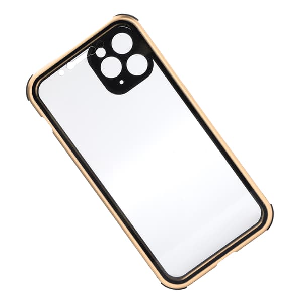 Anti-Peep Magnetisk Adsorption Telefonfodral Fram och Bak Glas Telefonfodral för IPhone 11ProGuld
