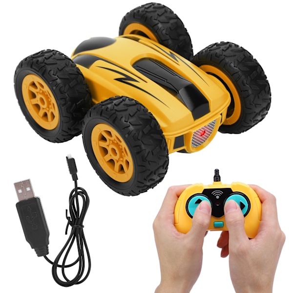 Mini Stunt 2.4G Højhastighed Tosidet 360 Graders Rotation Trådløs RC Bil Firehjulstræk (gul)