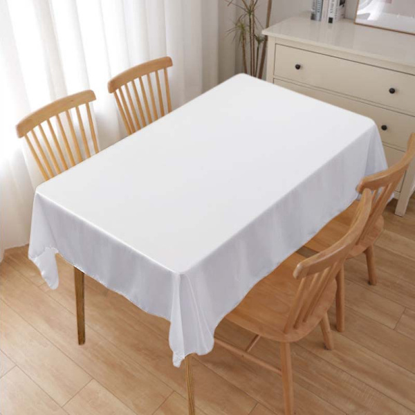 Hvit polyesterduk - 145x305 cm - Perfekt for spisestue, bryllup, bankett, hotell