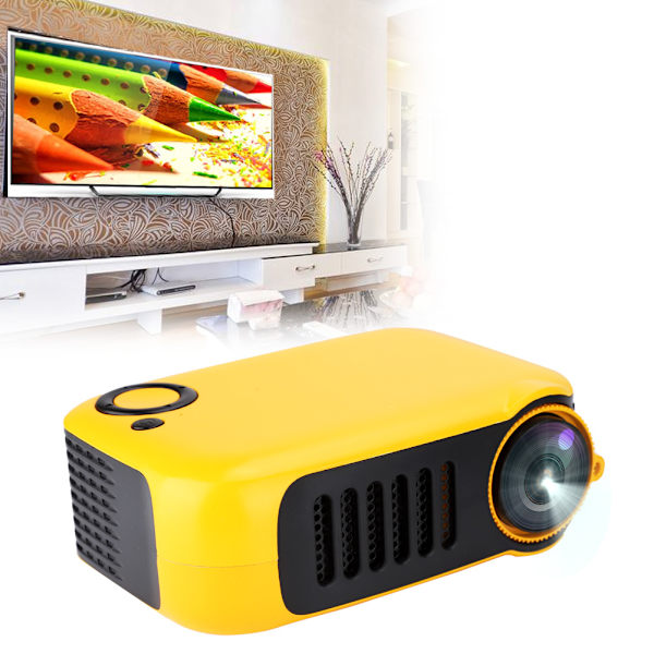 Mini kannettava koti 480*320 HD-resoluution videoprojektori keltainen lapsille 100-240V EU