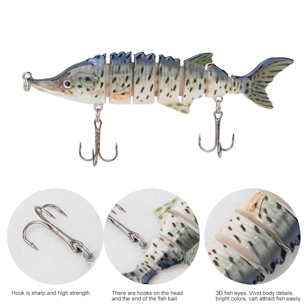 11 cm kunstig fiskeagn af plast, flerdelt synkende wobbler kroge gear (JM040-1)