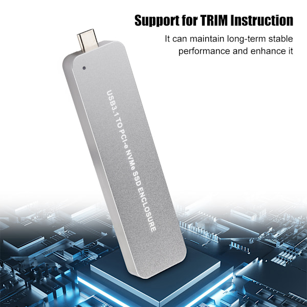 M.2 NVME til Type C bærbar metal sølv mobil harddisk SSD boks kabinet indkapsling indtrækkelig