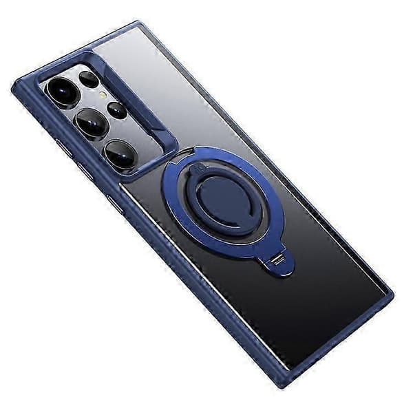 Magnetic MagSafe Case for Galaxy S23 Ultra with Stand, Matte PC+TPU Shell and Silicone Ring Blue