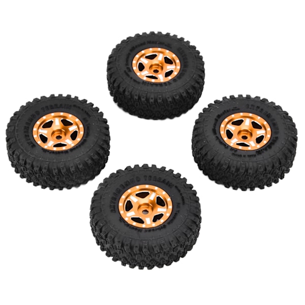 4 st 1 tum gummidäck aluminiumfälgar passar för Axial SCX24 90081 AXI00001 AXI00002 1/24 Crawler CarGold