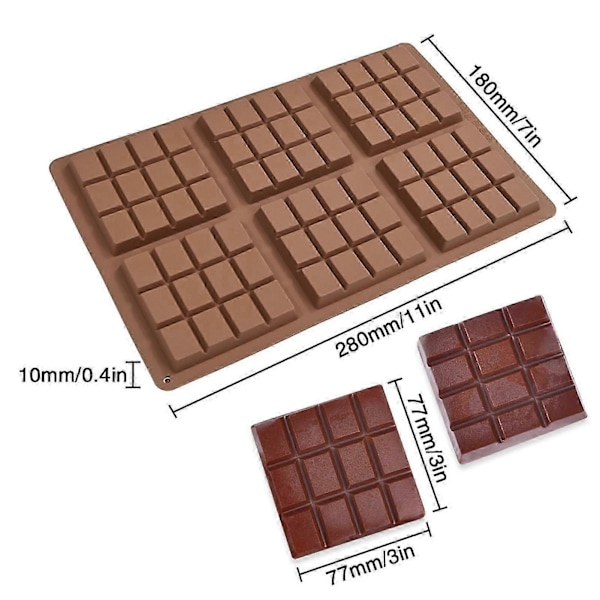 Chokoladeform Stor Silikone Chokoladeform til Fyldt Bar Let at Bruge Fødevaregodkendt Tyk Form til Chokoladebarer Nødde E